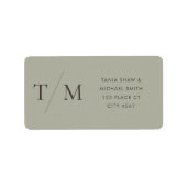 Moderne eenvoudige monogram Sage Mix & Match Wedde Etiket (Voorkant)