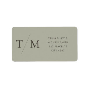 Moderne eenvoudige monogram Sage Mix & Match Wedde Etiket