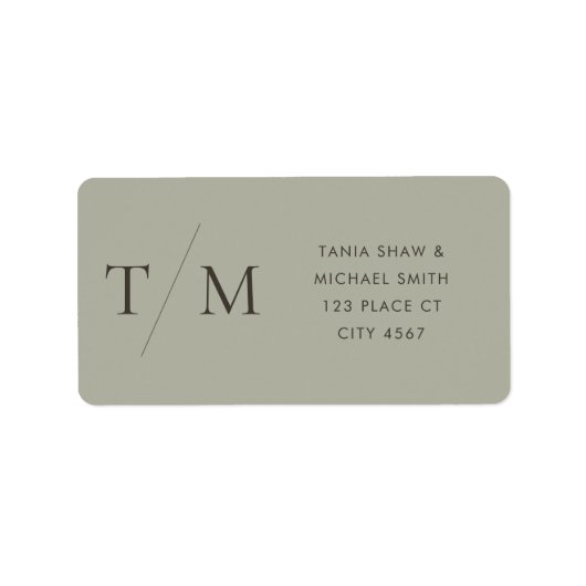 Moderne eenvoudige monogram Sage Mix & Match Wedde Etiket (Voorkant)