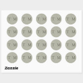 Moderne eenvoudige monogram Sage Mix & Match Wedde Ronde Sticker (Vel)