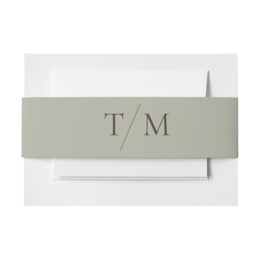 Moderne eenvoudige monogram Sage Mix & Match Wedde Uitnodigingen Wikkel (Voorkant Voorbeeld)