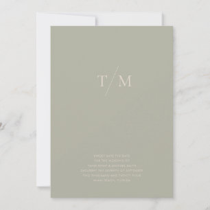 Moderne Eenvoudige Monogram Sage Zand Mix & Match Save The Date