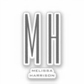 Moderne eenvoudige monogram sticker (Voorkant)