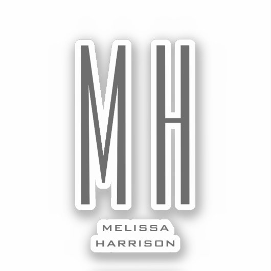 Moderne eenvoudige monogram sticker (Voorkant)