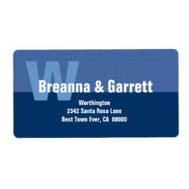 Moderne Eenvoudige Monogram Stijl Hues of Blue 03 Etiket