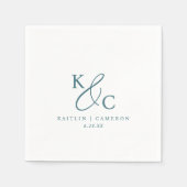 Moderne Eenvoudige Monogram Teal Bruiloft Servet (Voorkant)