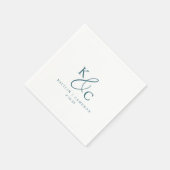 Moderne Eenvoudige Monogram Teal Bruiloft Servet (Hoek)