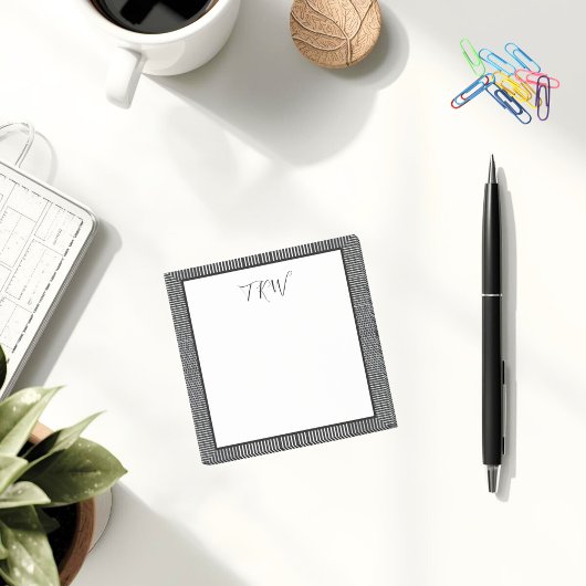 Moderne Eenvoudige Monogram Zakelijke Zwart en Wit Post-it® Notes