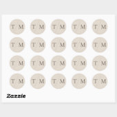Moderne eenvoudige monogram Zandcombinatie en paar Ronde Sticker (Vel)