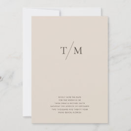 Moderne eenvoudige monogram Zandcombinatie en paar Save The Date