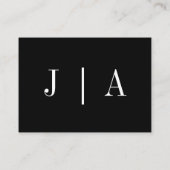 Moderne eenvoudige monogram zwart-witbruiloft informatiekaartje (Achterkant)