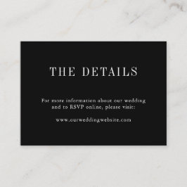 Moderne eenvoudige monogram zwart-witbruiloft informatiekaartje