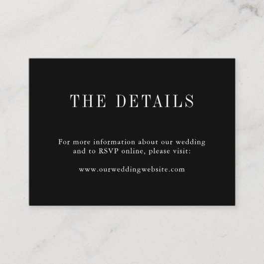 Moderne eenvoudige monogram zwart-witbruiloft informatiekaartje (Voorkant)