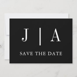 Moderne eenvoudige monogram zwart-witbruiloft save the date