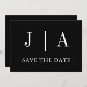 Moderne eenvoudige monogram zwart-witbruiloft save the date (Voorkant / Achterkant)
