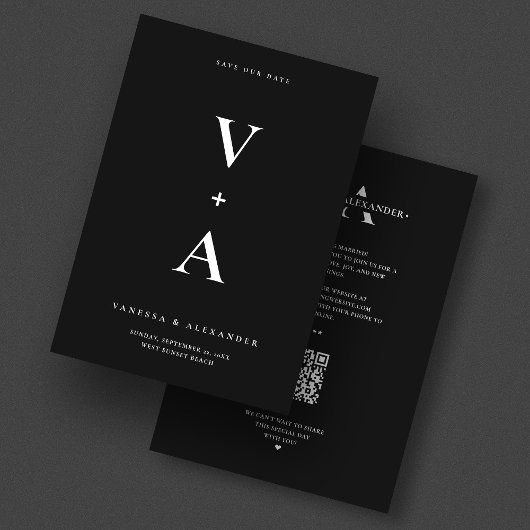 Moderne Eenvoudige Monogram Zwarte Trouwdag Save The Date