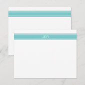 Moderne, eenvoudige monogrammen Blauwgroen Notitiekaartje (Voorkant / Achterkant)