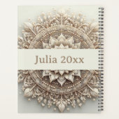 Moderne Eenvoudige Mooie Cute Beige Mandala Planner (Achterkant)