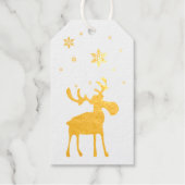 Moderne Eenvoudige Moose Rode Sneeuwvlokken Cadeaulabels (Voorkant)