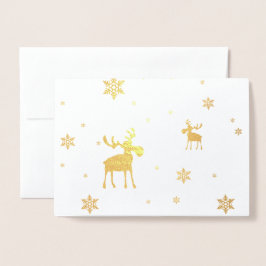 Moderne Eenvoudige Moose Snowflakes Folie Wenskaar Folie Kaarten