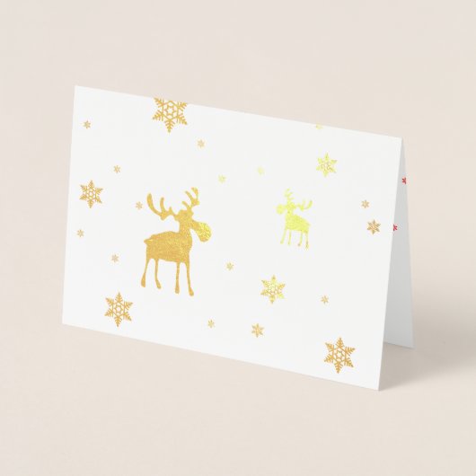 Moderne Eenvoudige Moose Snowflakes Folie Wenskaar Folie Kaarten (Voorkant)