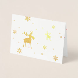 Moderne Eenvoudige Moose Snowflakes Folie Wenskaar Kaarten