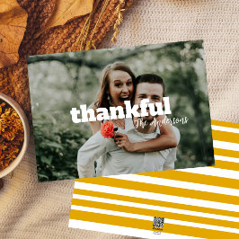 Moderne Eenvoudige Mosterd Gele Foto Thanksgiving Feestdagenkaart