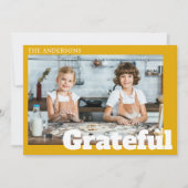 Moderne Eenvoudige Mosterdgele Foto Thanksgiving Feestdagenkaart (Voorkant)