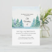 Moderne eenvoudige Mountain Lake in Forest Wedding Kaart (Staand voorkant)