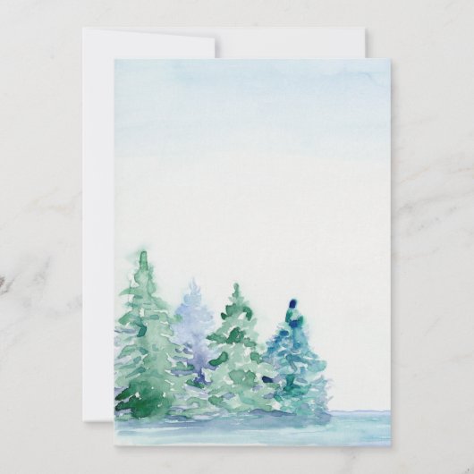 Moderne eenvoudige Mountain Lake in Forest Wedding Kaart (Achterkant)