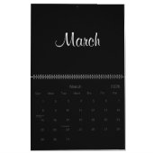 Moderne Eenvoudige Muurplanner Minimalistisch Zwar Kalender (Mar 2026)