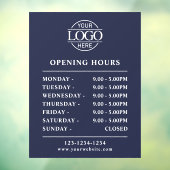 Moderne Eenvoudige Navyblauw | Openingstijden Zake Raamsticker (Vel 3)