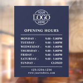 Moderne Eenvoudige Navyblauw | Openingstijden Zake Raamsticker (Vel 2)