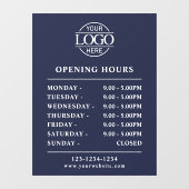 Moderne Eenvoudige Navyblauw | Openingstijden Zake Raamsticker (Vel)