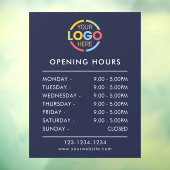 Moderne Eenvoudige Navyblauw | Openingstijden Zake Raamsticker (Vel 3)