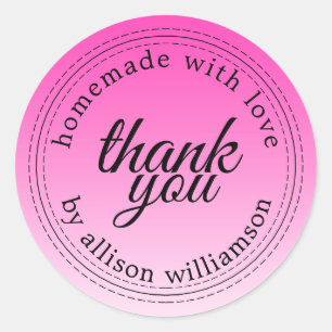 Moderne eenvoudige neon roze ombre dank je ronde sticker