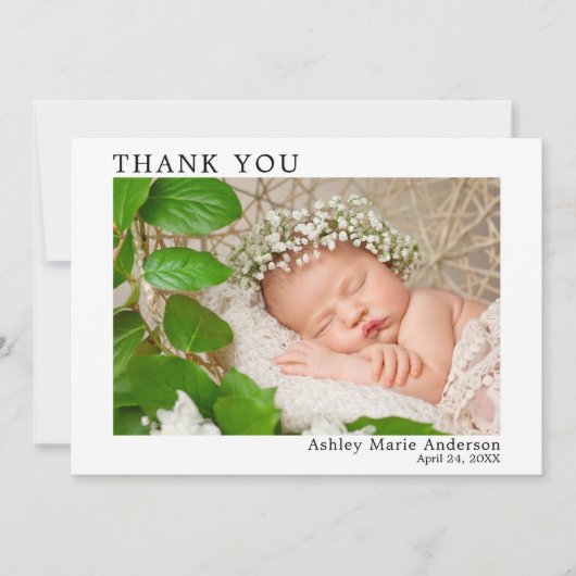 Moderne, eenvoudige nieuwe baby bedankkaart (Voorkant)