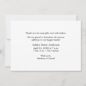 Moderne, eenvoudige nieuwe baby bedankkaart (Achterkant)