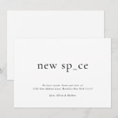 Moderne eenvoudige nieuwe plek Nieuwe ruimte Beweg Aankondiging (Voorkant / Achterkant)