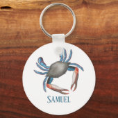 Moderne eenvoudige oceaanblauwe krab noordkust sleutelhanger (Voorkant)