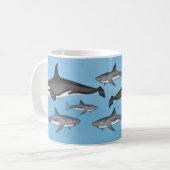Moderne Eenvoudige Ocean Orcas en Sharks Cute Koffiemok (Voorkant links)