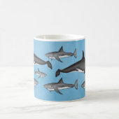 Moderne Eenvoudige Ocean Orcas en Sharks Cute Koffiemok (Center)