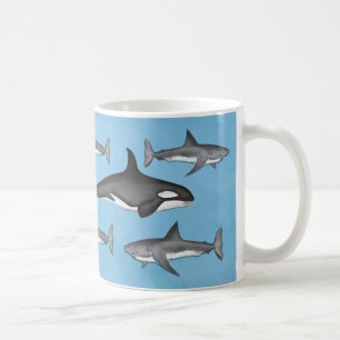 Moderne Eenvoudige Ocean Orcas en Sharks Cute Koffiemok