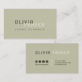 Moderne eenvoudige olijf minimalistisch visitekaartje (Voorkant / Achterkant)