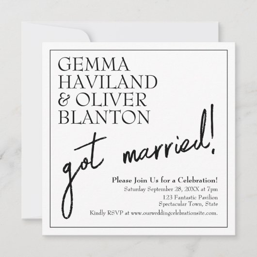 Moderne Eenvoudige Omrande Trouwreceptie Kaart (Voorkant)