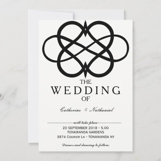 Moderne Eenvoudige Oneindigheid Heart Wedding Uitn Kaart (Voorkant)
