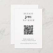 Moderne eenvoudige online QR-code bruiloft RSVP Kaartje (Voorkant / Achterkant)