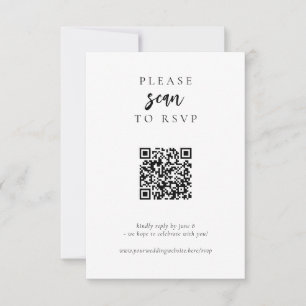 Moderne eenvoudige online QR-code bruiloft RSVP Kaartje