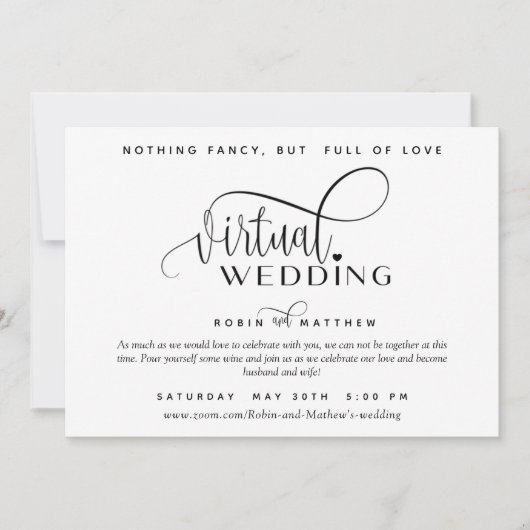 Moderne eenvoudige online virtuele bruiloft kaart (Voorkant)
