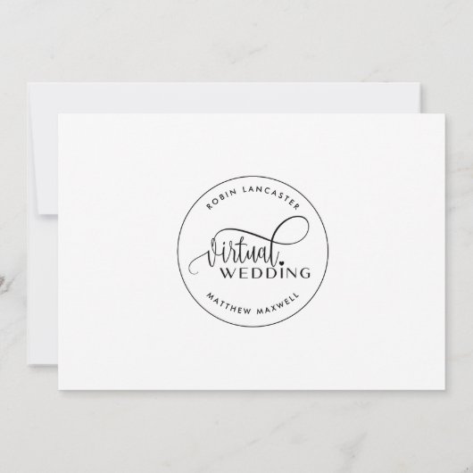 Moderne eenvoudige online virtuele bruiloft kaart (Achterkant)